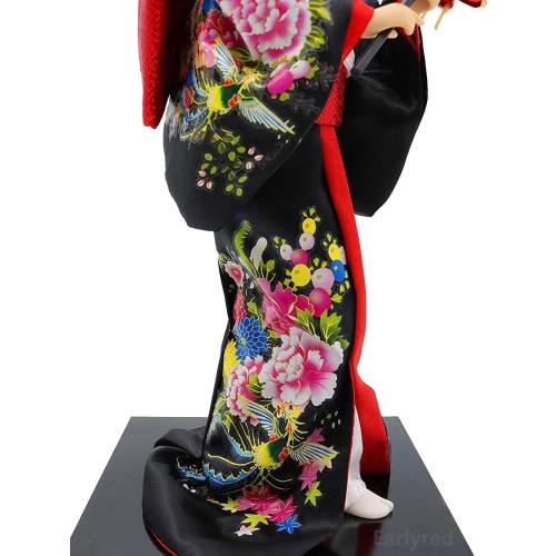 Earlyred 12 Inch Japanese Geisha Kimono Doll 30cm Asian Kimono Doll Collectible Figurine Decoration Gift Red