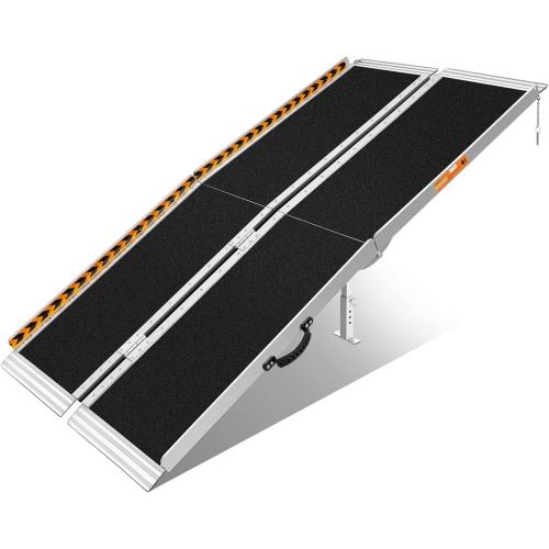 FACHNUO 6 Feet Portable Wheelchair Ramp with Sopport Legs, Non-Skid Aluminum Handicap Ramps, Folding Threshold Wheel Chair Ramp for Home Steps, Stairs, Entry, Threshold, Doorways, 800LBS Capacity