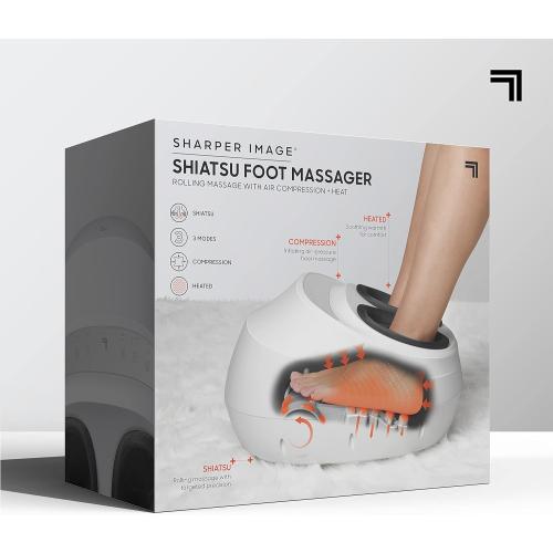 Sharper Image Electric Shiatsu Foot Massager with Heat & Air Compression, Deep Kneading Rollers & Washable Cover, Targets Heels, Balls & Arches up to Mens Size 12, Gift for Women & Men