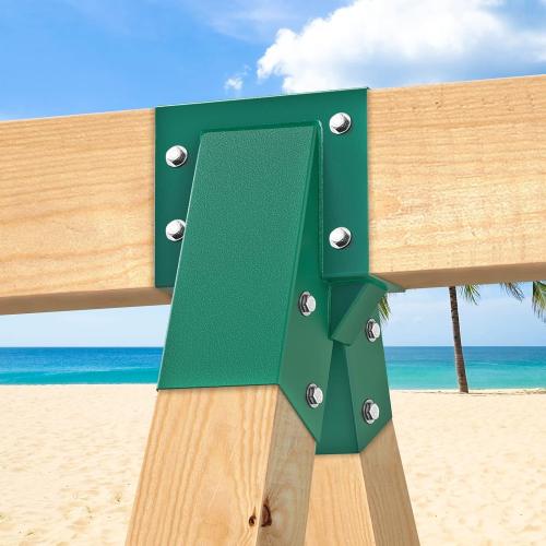 BeneLabel A-Frame Middle Swing Set Brackets, Heavy Duty Steel Swing Set Hardware with Mounting Hardware, DIY Swing Set Bracket Swing Set Kit for 2 (4x4) Legs & 1 (4x6) Beam, Green