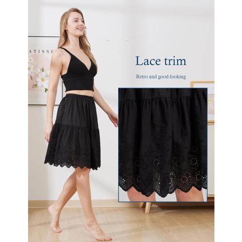 BEAUTELICATE Half Slip Skirt Extender 100% Cotton Vintage Underskirt with Lace Embroidery medium