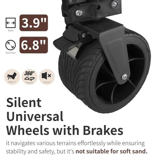 VILLHAUS Collapsible Folding Wagon Cart, 330 lbs, 5.7 cu.ft Capacity Outdoor Utility with 6.8 Removable Wheels