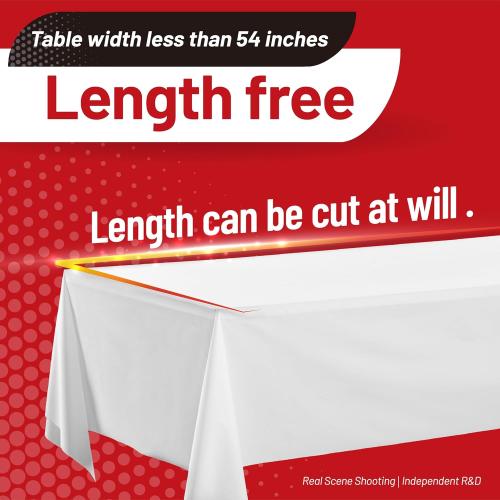 Plastic Table Cloth, 310 Ft X 54 in Disposable Tablecloth White Plastic Tablecloth with Any Cut Sliding Cutters Premium Table Cover Roll for Picnics, Parties, Birthdays, Weddings