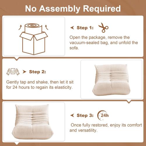 Bean Bag Chair for Adults - Large Bean Bag Chairs with Lumbar Pillow, Oversized Corduroy Memory Foam Boneless Chair with High-Rebound, Lazy Floor Sofa for Reading Gaming Living Room Bedroom, Beige