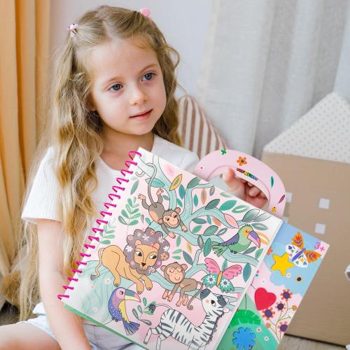 Avenir Reusable Water Coloring Book for Toddlers 3-5 Years, Road Trip & Airplane Mess-Free Portable Educational 4 in 1 Creative Set Water-Reveal Paint Activity Doodle Pad Kids Art Crafts