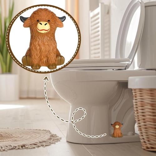 Honeydak 2 Pack Toilet Bolt Caps Decorative Highland Cow Toilet Bolt Screw Covers Cute Ceramic Bathroom Decor Fun Themed Gadgets Bathroom Replacement Parts