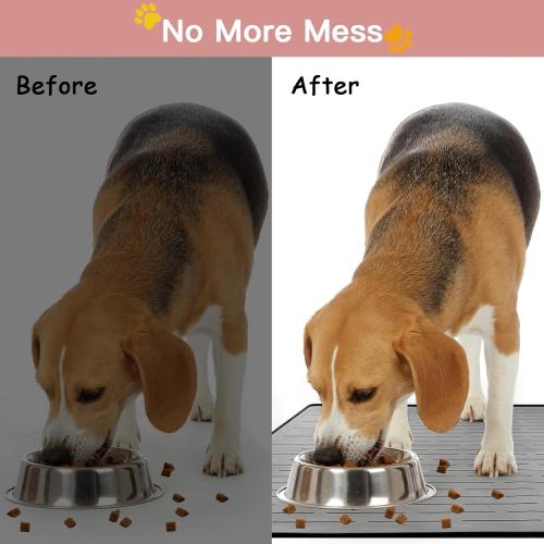 Largest Dog Food Mat, 39.5x29.5 Silicone Dog and Cat Mat for Food and Water Bowls, Thinken Waterproof Non-Slip XXXL Pet Feeding Mat for Floors (Brown)