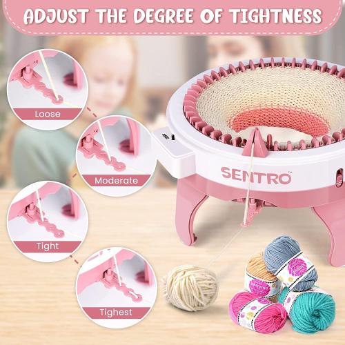 SENTRO 48 Needles Knitting Machine with Row Counter and Plain/Tube Weave Conversion Key, Efficiently DIY Scarf Hat Sock