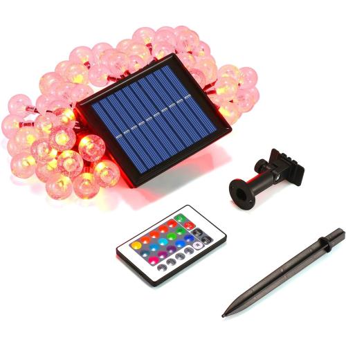 XEWEA Solar String Lights Outdoor 16 Colors 66 LED 39Ft Waterproof Outdoor String Lights with 20 Modes Remote Solar Powered Crystal Globe Lights for Garden Home Party Christmas Decorations