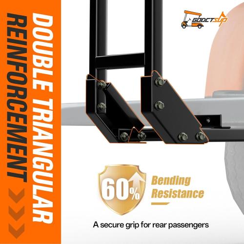 Golf Cart Rear Seat Grab Bar, Fits Club Car EZGO Yamaha(2 2) /(4 2) Passenger Golf Cart with Metal Footplates, Universal Golf Cart Safety Grab Bar, Detachable & Easy to Install