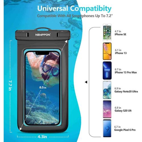 3 Pack 8.5“ Waterproof Cell Phone Pouch - Underwater Dry Bag Case Lanyard - Water Proof Clear Holder Protector for iPhone 16 15 14 Pro Max Plus Samsung Galaxy S25 Ultra Note for Beach Swimming