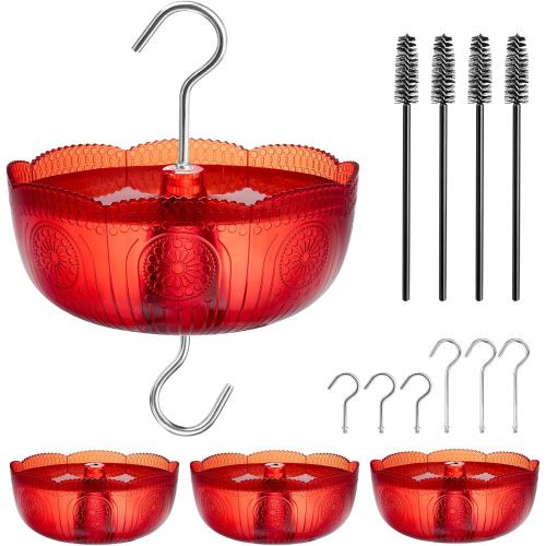 Ant Moat for Hummingbird Feeders, Red, 4 Pack, 6 OZ