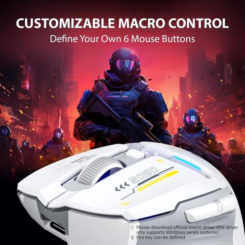 INPHIC IN9 Wireless Gaming Mouse, True Tri-Mode Bluetooth/Type-C Wired/2.4G Wireless Connection, 10000 DPl, Fully Programmable, RGB Backlit, for Laptop PC Mac