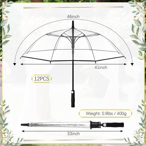 12 Pcs Wedding Umbrellas Bulk, 41 Inch Wedding Stick Umbrellas with Wooden Handle