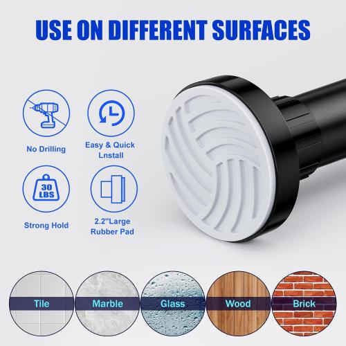 Ausemku Shower Curtain Rod 32 to 80 Inch - 1 Inch Diameter Never Rust Non-Slip Spring Tension Curtain Rod No Drilling Stainless Steel Telescoping Rod