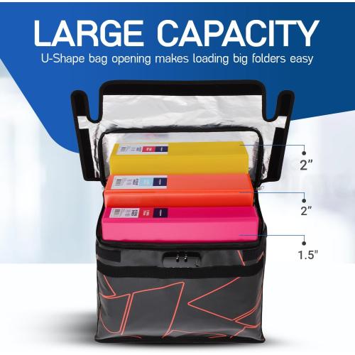 Size 16x12.6x6.5 Fireproof and Waterproof Document Bag with Lock, 6200℉ Insulated, Patented Enclosed Flap Design, Heavy Duty Fire Safe Storage Box for Documents, Files & Valuables, 16x12.6x6.5