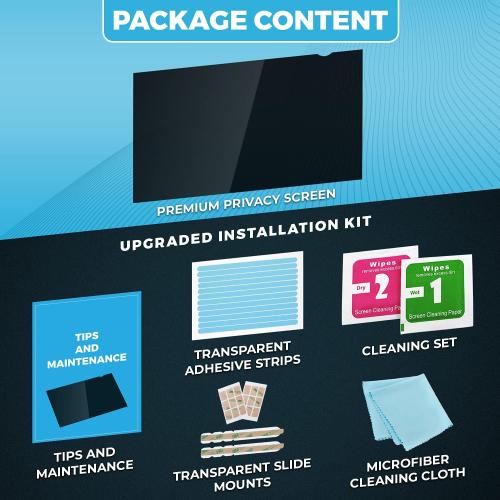 Privacy Screen Filter for 19 inches Desktop Computer Monitor, Screen Protector size is 16.1 inch width x 10.1 inch height. Anti Blue Light and Anti Glare