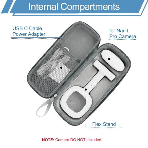 Travel Pack for Nanit Pro Baby Monitor, Travel Stand/Flex Stand for Nanit Pro & Protective Hard Shell Carrying Case, Portable and Easy Storage, 10FT USB C Charging Cable Power Adapter Included