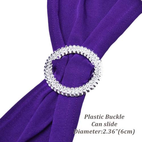 10pcs Stretch Spandex Chair Sashes for Wedding Party Banquet Decoration Elastic Bulk Chair Bands with Buckle Engagement Event Birthday Graduation Meeting (Purple)