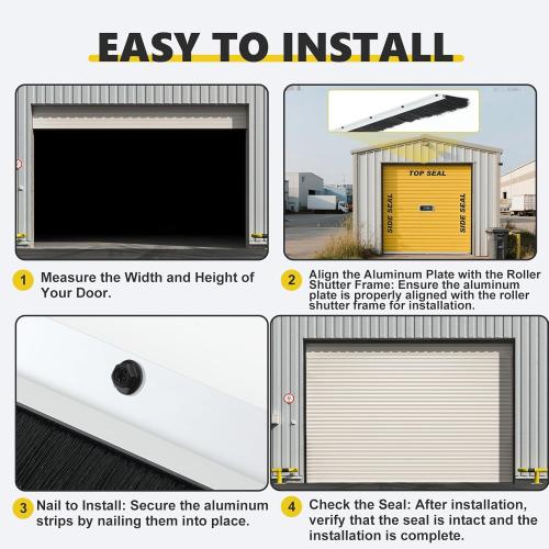 3 Roll up Garage Brush Seal for Top, 10ft Long Heavy Duty Garage Door Seal Nylon Brush with Aluminum Track No-Drill 45deg Holder for Commercial, Corrugated, Sliding Barn, Hangar Doors