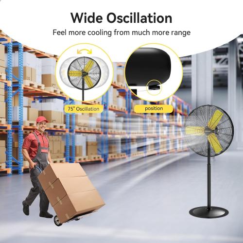 30 Inch Commercial Industrial Pedestal Fan Oscillating, 8900 CFM Industrial Fans Heavy Duty with 3 Speed, Metal Stand up Fans with Poweful Motor, UL Safety Listed