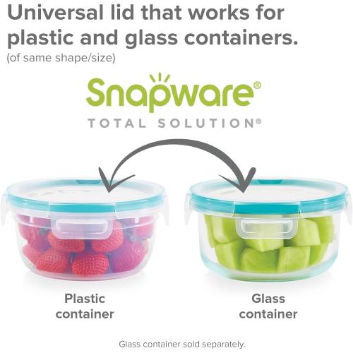 Snapware Glass Total Solutions (12-Pack) Food Storage Containers Set, (1, 2 & 4 Cup), Airtight & Leakproof Plastic Locking BPA-Free Lids, Freezer Dishwasher Microwave Safe
