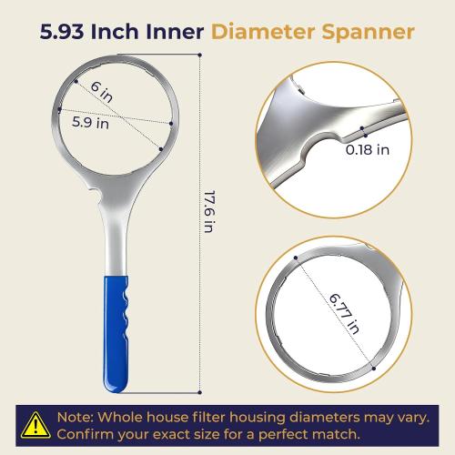 SW-4-SS-8 Water Filter Housing Wrench, 6 ID Heavy Duty Metal Water Filter Wrench | Replaces the plastic SW-4 wrench, Fits American Plumber W2010-PR, Whirlpool WHKF-DWHBB, Pentek 144368, Whole House Filter