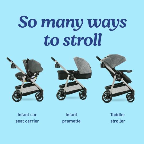 Graco Modes Pramette Stroller, 3-in-1 Baby Stroller, 3 Modes: Infant Car Seat Carrier (Car Seat Not Included), Infant Pramette to Toddler Stroller with Reversible Seat and One-Hand Fold, Redmond