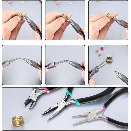 3 Pcs Jewelry Making Tools Pliers Kit, Includes Needle Nose/Round Nose Pliers/Diagonal, Wire Cutters for Jewelry Making Wire Wrapping Beading Crafts Matte Handle
