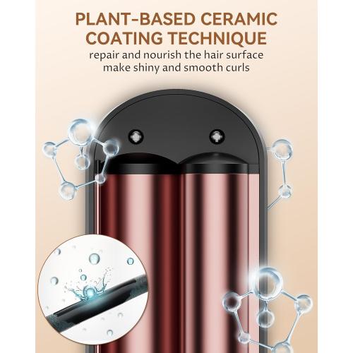 ANWA Double Barrel Hair Waver Crimper Tool, 1 Inch (25mm) Wavy Hair Crimper Iron for Women Beach Waves, Ceramic Deep Beach Wave Curling Iron Black***