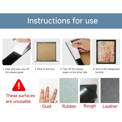 Strong Sticky Heavy Duty Hook and Loop Interlocking Tape Strips with Adhesive (Black, 1 inch 16.3 feet)