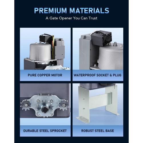CO-Z Automatic Sliding Gate Opener 1400 lb 40 ft Gates 110V Chain Drive | Easy Installation, Includes Hardware, 20 ft #41 Chain, 2 Remotes, Infrared Sensor Compatible (Sold Separately)