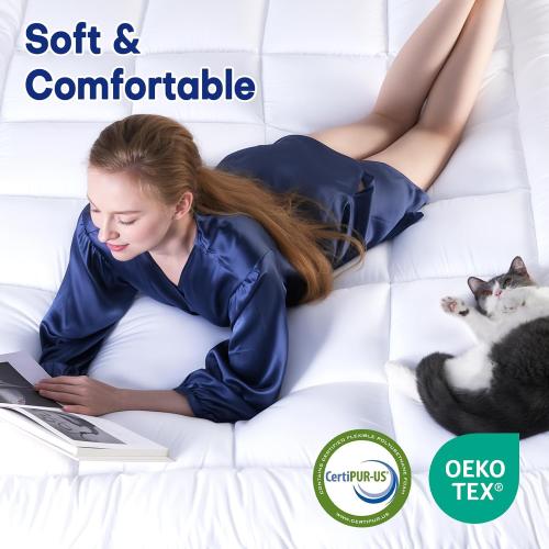 4 Inch Dual Layer Twin Mattress Topper, Cooling Gel Memory Foam for Back Pain & Pressure Relief, CertiPUR-US Certified Mattress Pad