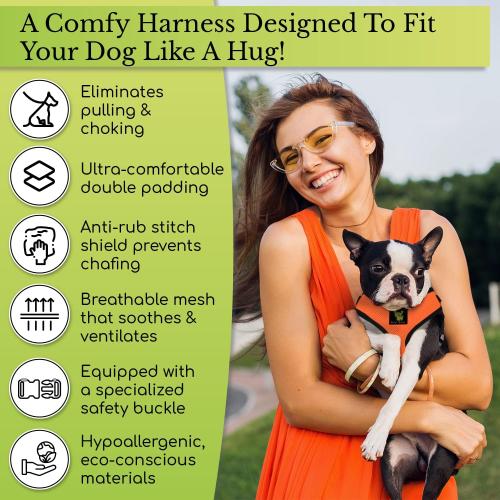 EcoBark Dog Harness - Eco-Friendly Max Comfort Harnesses - Luxurious Soft Mesh Halter - Over The Head Harness Vest- No Pull and No Choke for Puppy, Toy Breeds & Small Dogs (Medium, Camo)
