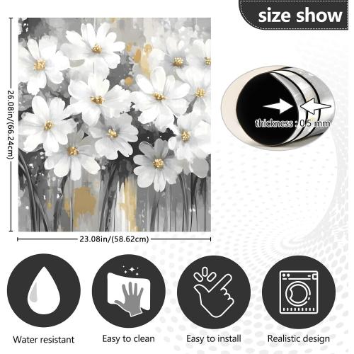 Dishwasher Magnetic Cover White Floral Art Refrigerator Magnetic Cover Magnetic Sticker Dishwasher Door Panel Cover Fridge Appliance Magnetic Sheet Kitchen Art Decor 23x26 inch