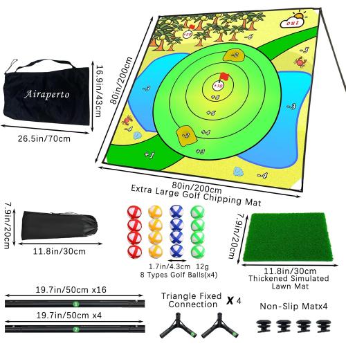Battle Golf Chipping Game,Upgrade 80”x80” Large Chipping Mat,Play Outdoor Sticky Golf for Adults,Unique Multiplayer Indoor Outdoor Friends Family Yard Target Game