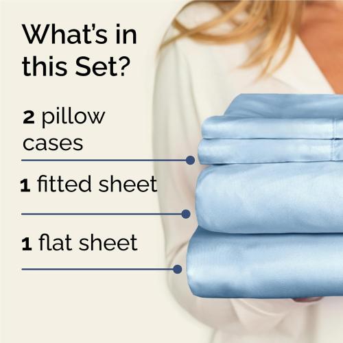 Twin XL 4 Piece Sheet Set - Comfy Breathable & Cooling - Ultra-Soft Hotel Luxury Bedding Set w/ 8-16 Inch Deep Pockets - 1 Flat & 1 Fitted Sheet & 2 Pillowcases - Wrinkle Free & Easy Care - Baby Blue