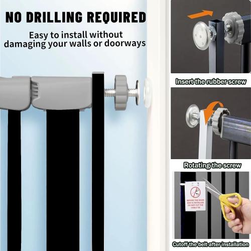 Rgqphantom 41 Tall Safety Pet Gate,Adjustable 29.92-43.71 Wide,No Drilling Pressure Mount Kit,Auto Close Cat Gate Suitable for Stairs,Doorways (Black, 29.92-43.71)