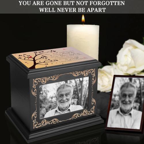 Cremation Urns for Human Ashes Adult Male or Female, Funeral Memorial Urns for Ashes with Photo Frame, Wooden Urns Box and Casket for Men Women, Burial Urn for Adults Up to 200 IBS