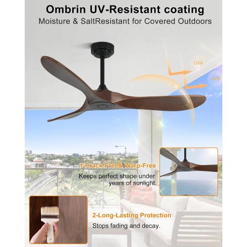 Ceiling Fan without Light, Smart Wood Ceiling Fan