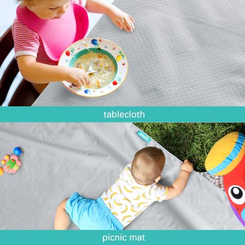 Grey Splat Mat 2 Pack for Under High Chair & Arts & Crafts & Eating Mess, Waterproof Baby Playtime Anti-Slip High Chair Mat for Floor or Table, Reusable & Portable Splash Mat