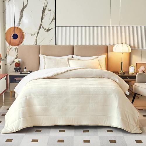 3-Layer Luxury Flannel Fleece Thick Bed Blanket Twin Size for Girls, Soft Plush Velvet Sherpa Blanket with 2 Pillow Shams Heavy Warm for Winter, Breathable n Washable, Cream White
