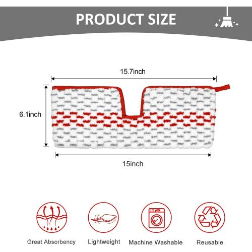 GFRED Microfiber Spray Mop Pads Compatible with Oceda ProMist MAX, Dual-Action Washable Flip Mop Pads Replacement for Dry Wet Floor Cleaning, 3 Packs Red