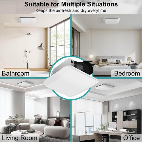 Bathroom Exhaust Fan Ceiling Mount 1600CFM, Quiet Ventilation Fan 1.5 Sones with Hidden Grille Cover & Metal Motor, 4-inch Duct Household Extractor, Ideal for Bathroom Remodeling (White)