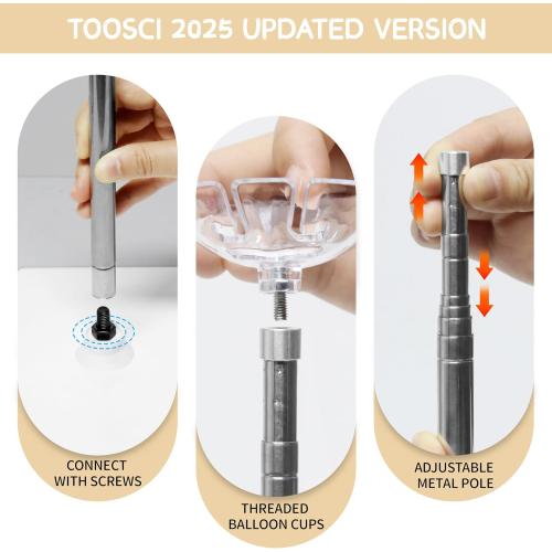 Upgraded Balloon Column Stand Kit, 7 Feet Height Adjustable Balloon Tower Pillar with Reusable Metal Telescopic Design for Graduation, Wedding, Baby Shower, Birthday Party Decoration