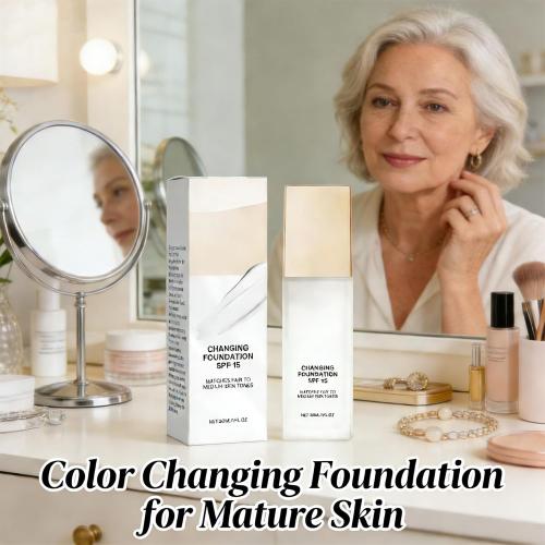 Color Changing Foundation for Mature Skin, Hydrating and Lightweight Liquid Foundations, Tone Suitable for All Skin Types (1pcs)