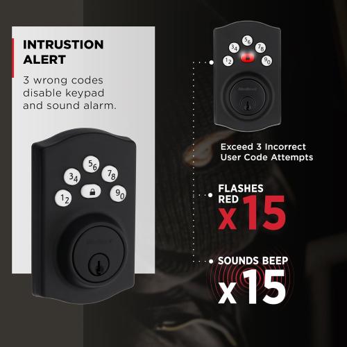 Kwikset Powerbolt 240 5-Button Keypad Matte Black Traditional Electronic Deadbolt Door Lock, Featuring Convenient keyless Entry, Customizable User Codes and auto Locking
