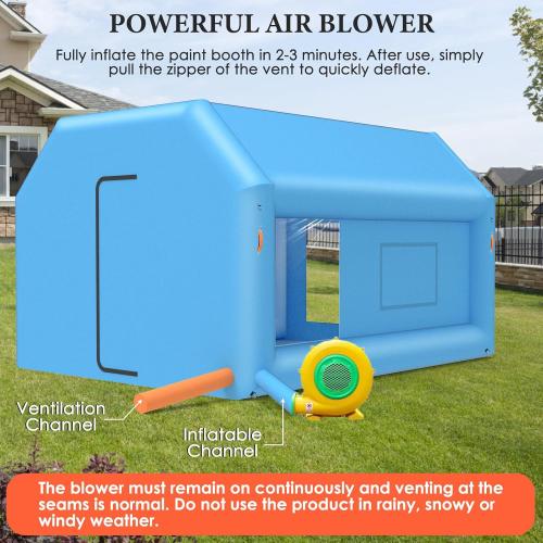 Ziziella 12.5x10x8FT Inflatable Paint Booth Portable Paint Booth Spray Paint Tent with Air Filter System & Blower for DIY Spray Car Truck Motorcycle Garage Auto Part Painting