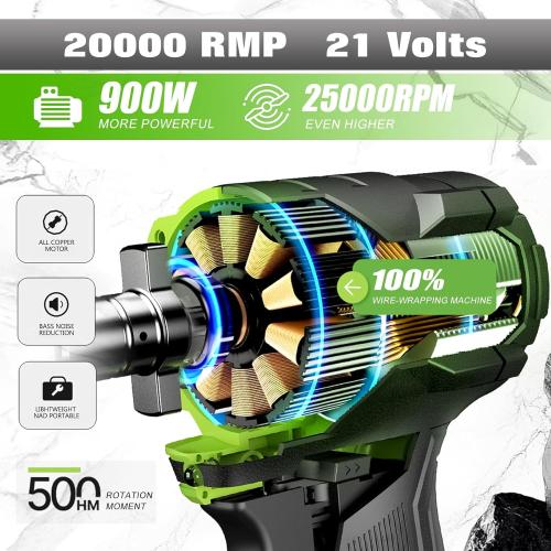 Green Electric Weed Wacker Eater Cordless, Weed Wacker Battery Powered, Weed Trimmer with 2X 2.0Ah Battery Operated & 25 Blades & Wheels, 3 in 1 No-String Grass Trimmer/Brush Cutter/Edger for Garden Yard