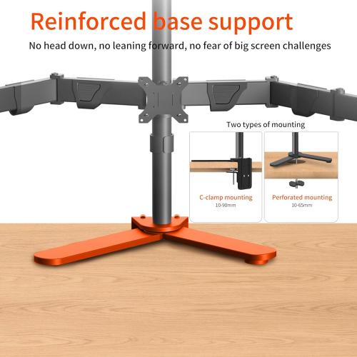 Hex Six Monitor Desk Mount Arm, 6 Screen Fully Adjustable Bracket Stand Fits Screens up to 32 inch, 19.8 lbs Weight Capacity per Screen, Black HLX35JX-6P